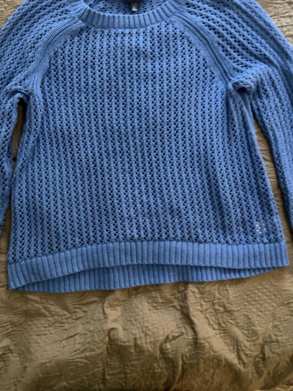 Talbots Blue Open-Knit Crewneck Sweater Blue - Women